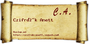 Czifrák Anett névjegykártya